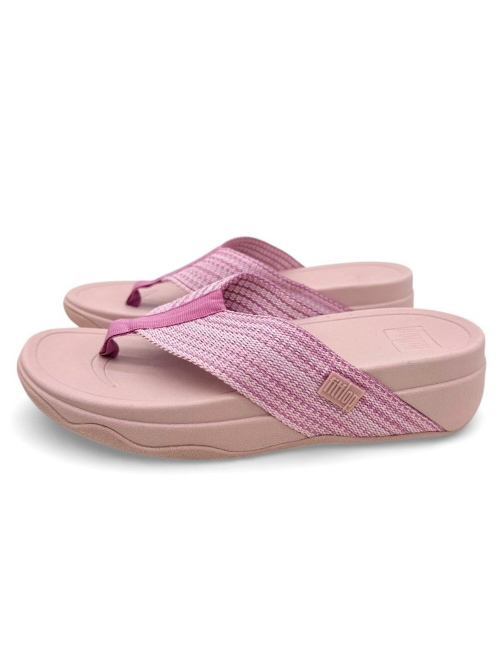 FitFlop Surfa Sandals Womens 6 Pink Woven Arch Support Ergonomic Flip Flops New - Picture 3 of 7